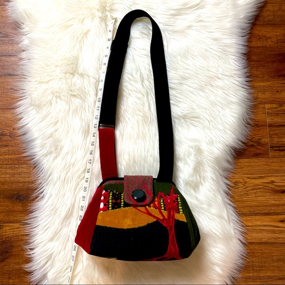 Range of Emotion Crossbody Red Cut Velvet and Vintage Trim Series Hobo Purse NWT - Picture 13 of 14